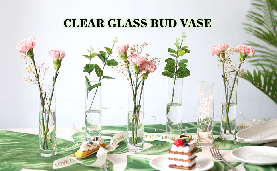 12 pc glass bud vases