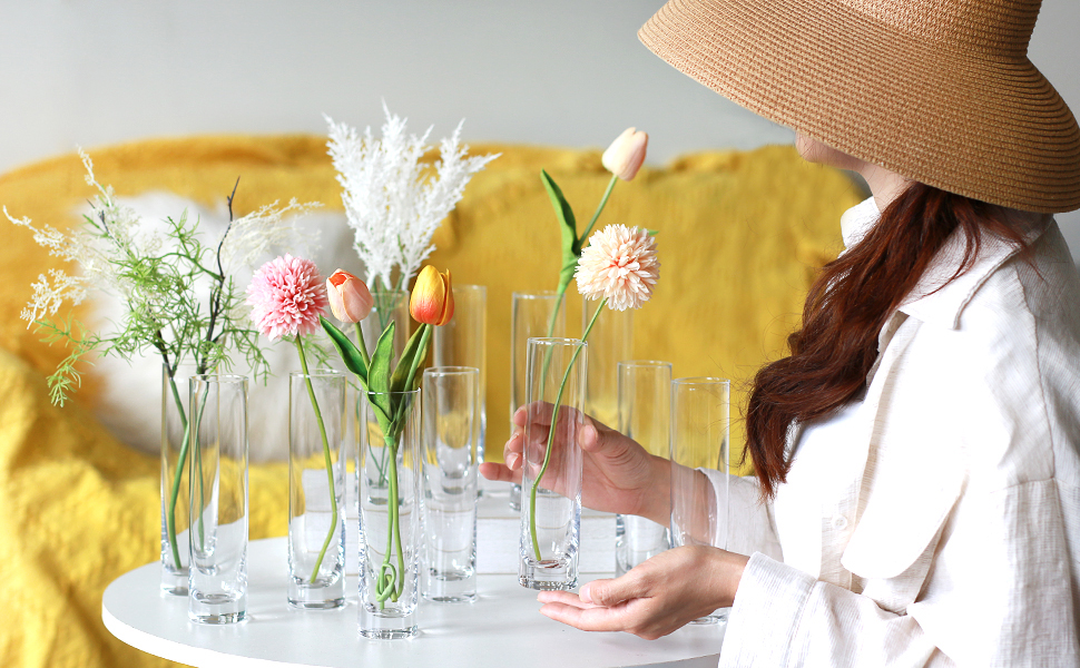 Glass cylinder vases 